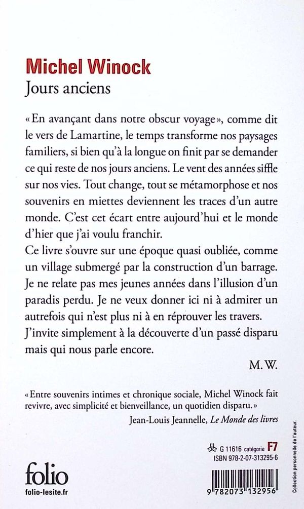 Quatrième de couverture de « Jours anciens »