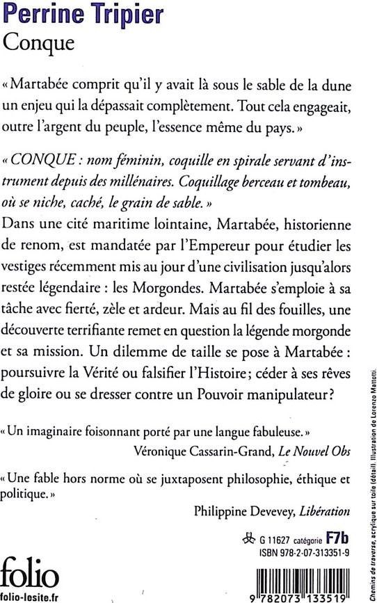 Quatrième de couverture de « Conque »