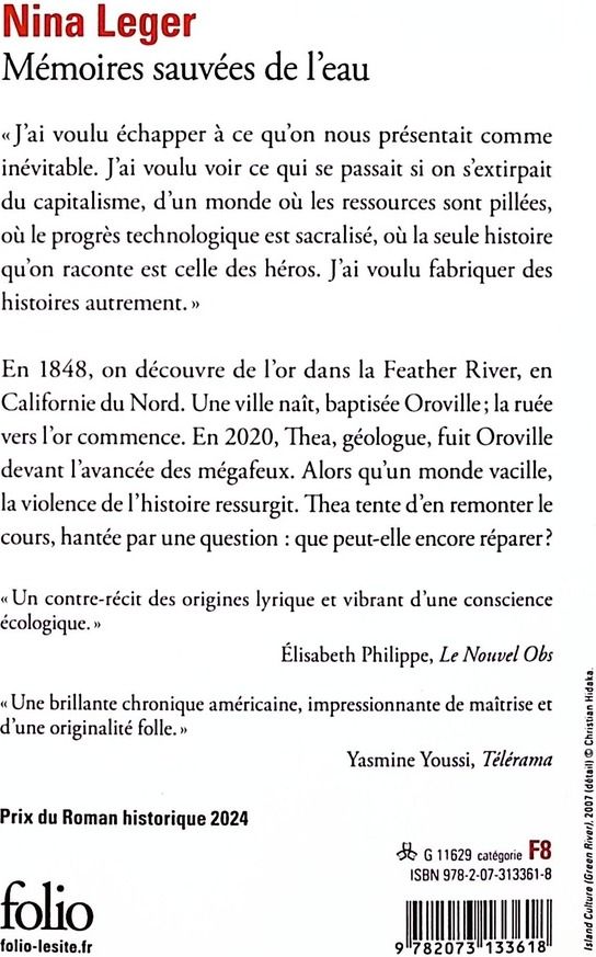 Quatrième de couverture de « Mémoires sauvées de l'eau »