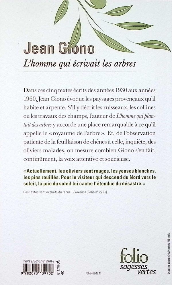 Quatrième de couverture de « L'homme qui écrivait les arbres »
