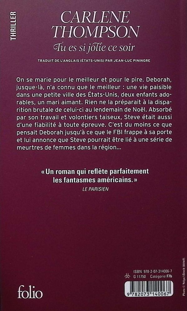 Quatrième de couverture de « Tu es si jolie ce soir »