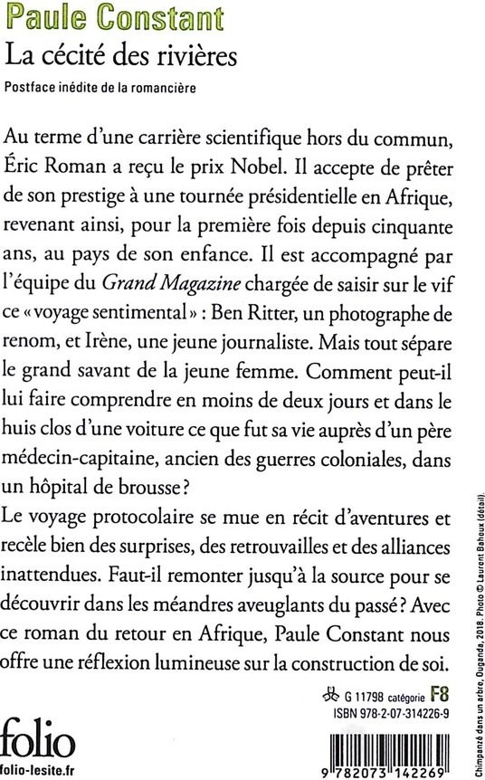 Quatrième de couverture de « La cécité des rivières »