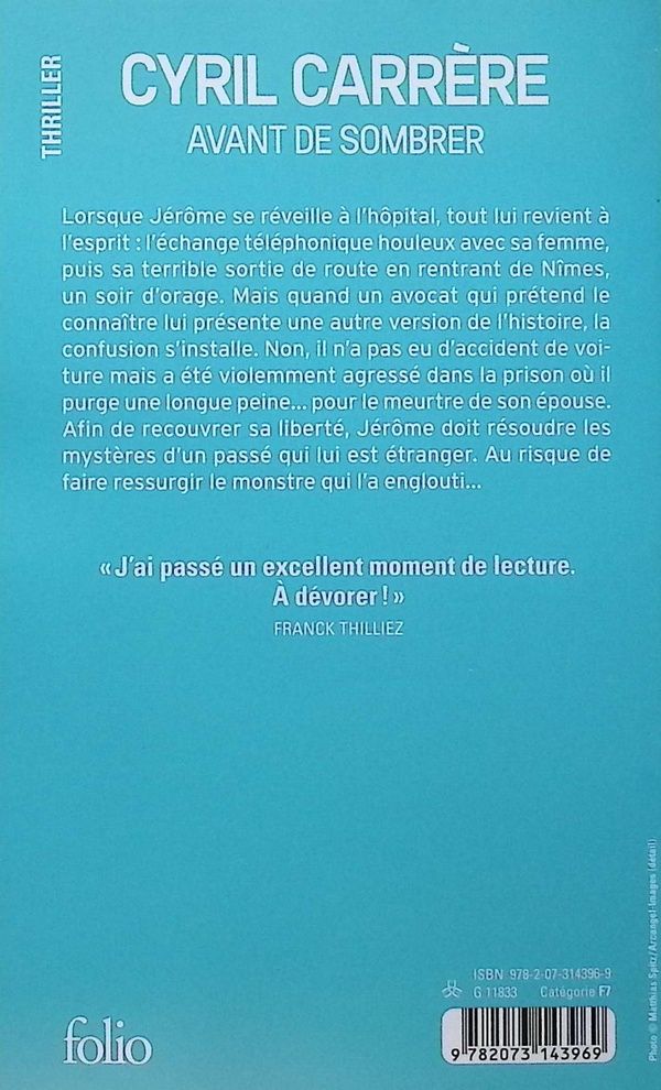 Quatrième de couverture de « Avant de sombrer »