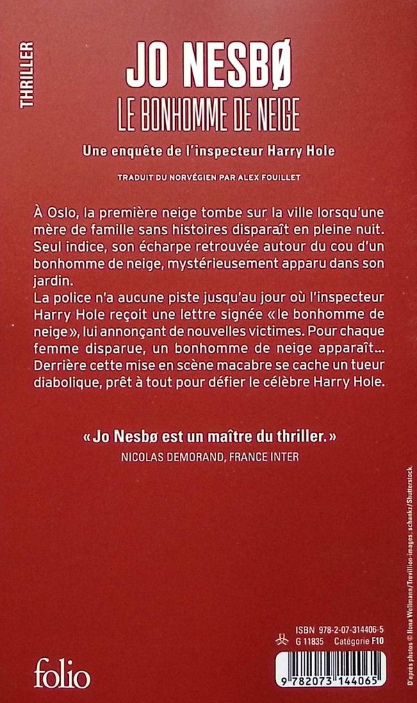 Quatrième de couverture de « LE BONHOMME DE NEIGE - UNE ENQUETE DE L'INSPECTEUR HARRY HOLE »
