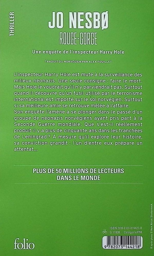 Quatrième de couverture de « ROUGE-GORGE - UNE ENQUETE DE L'INSPECTEUR HARRY HOLE »