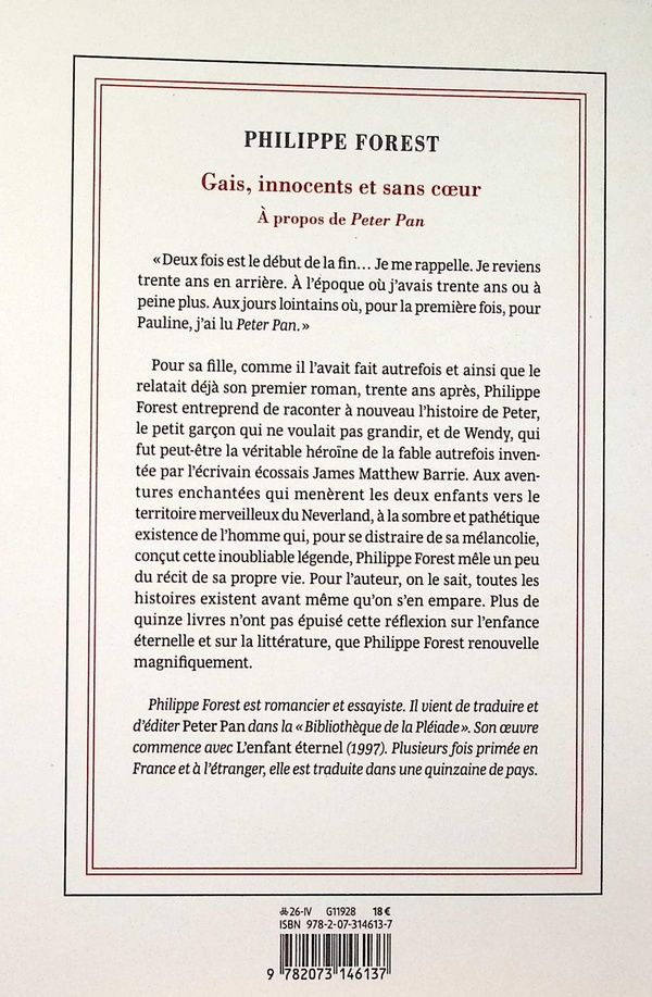 Quatrième de couverture de « Gais, innocents et sans coeur : À propos de Peter Pan »