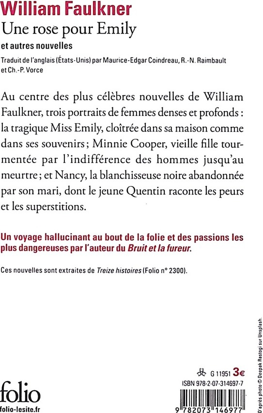 Quatrième de couverture de « UNE ROSE POUR EMILY ET AUTRES NOUVELLES »