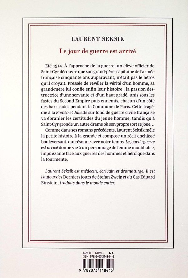 Quatrième de couverture de « Le jour de guerre est arrivé »