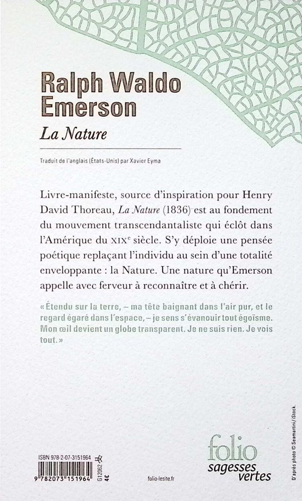 Quatrième de couverture de « La Nature »