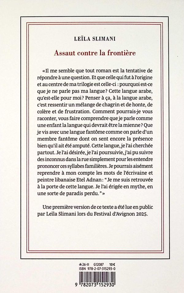 Quatrième de couverture de « ASSAUT CONTRE LA FRONTIERE »
