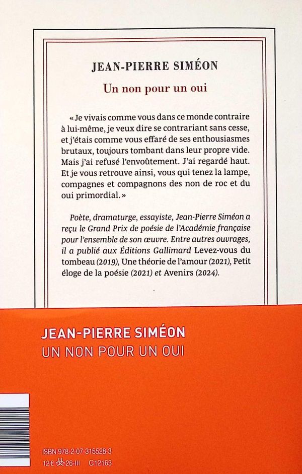 Quatrième de couverture de « Un non pour un oui : pensées, poèmes »