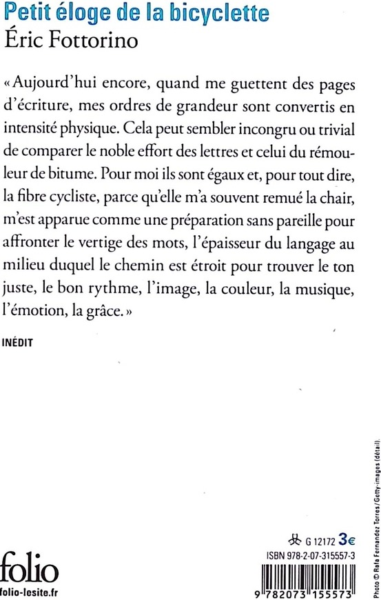 Quatrième de couverture de « PETIT ELOGE DE LA BICYCLETTE »