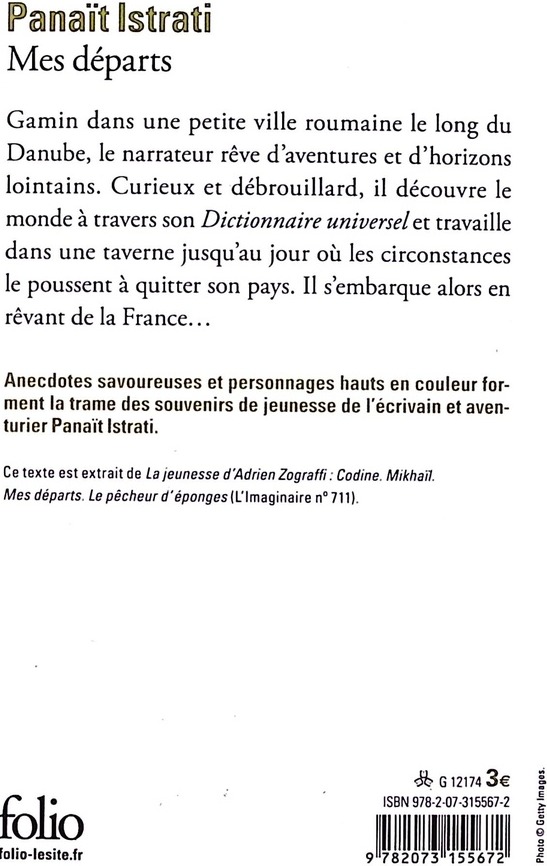 Quatrième de couverture de « MES DEPARTS »