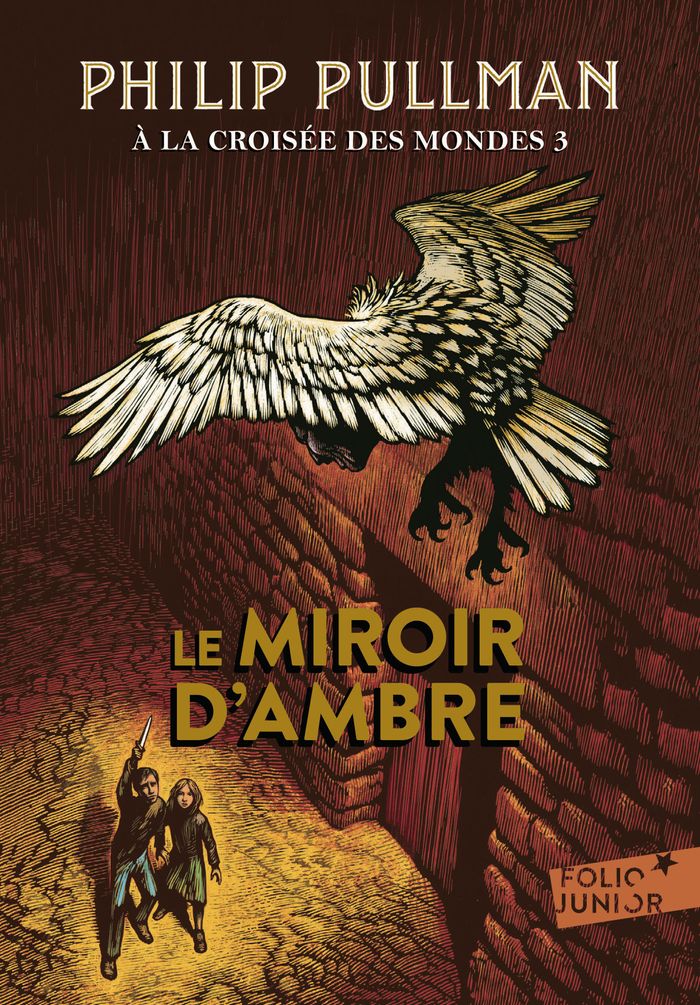 Couverture du livre « A LA CROISEE DES MONDES - III - LE MIROIR D'AMBRE » de Philip Pullman, librairie Les Contes Infusés à Corte