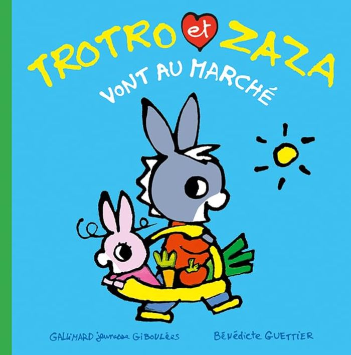 Couverture du livre « Trotro et Zaza vont au marché » de Bénédicte Guettier, librairie Les Contes Infusés à Corte