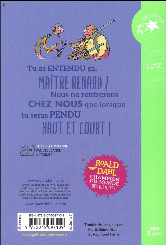Quatrième de couverture de « FANTASTIQUE MAITRE RENARD »