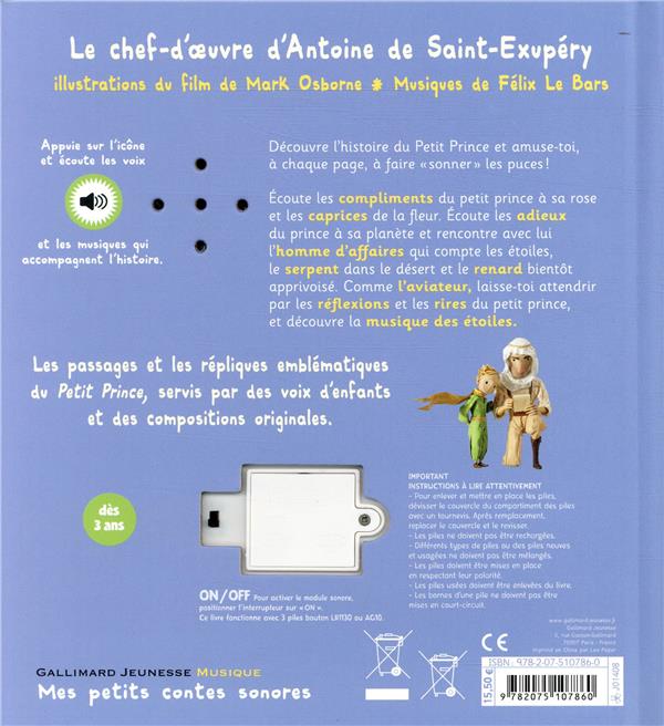 Quatrième de couverture de « LE PETIT PRINCE RACONTE AUX ENFANTS »