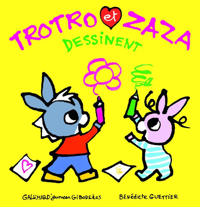 Couverture du livre « Trotro et Zaza dessinent » de Bénédicte Guettier, librairie Les Contes Infusés à Corte