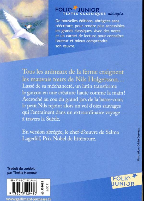 Quatrième de couverture de « LE MERVEILLEUX VOYAGE DE NILS HOLGERSSON »