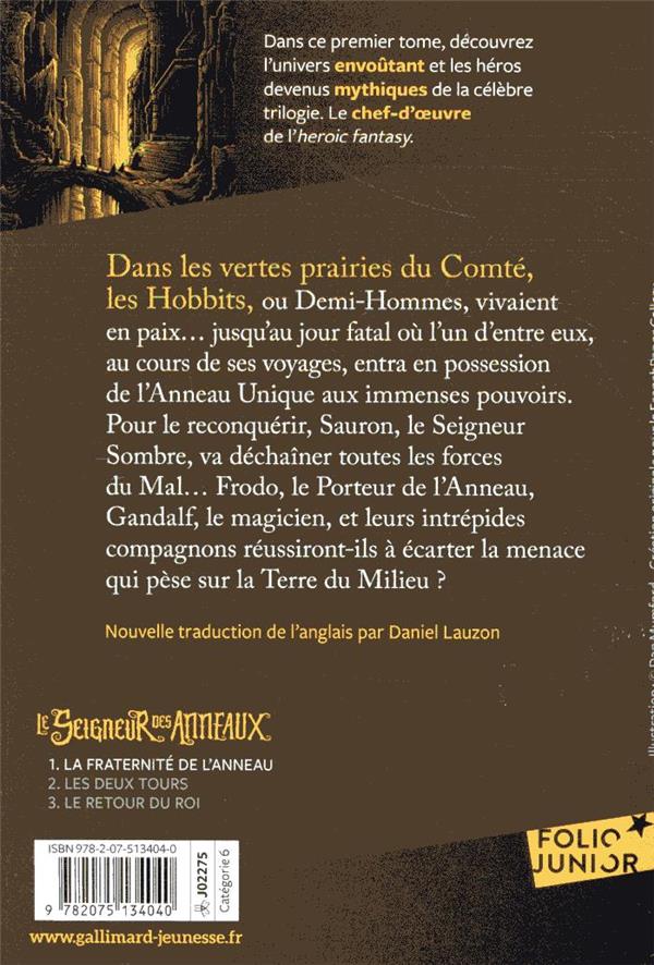 Quatrième de couverture de « LE SEIGNEUR DES ANNEAUX - LA FRATERNITE DE L'ANNEAU »