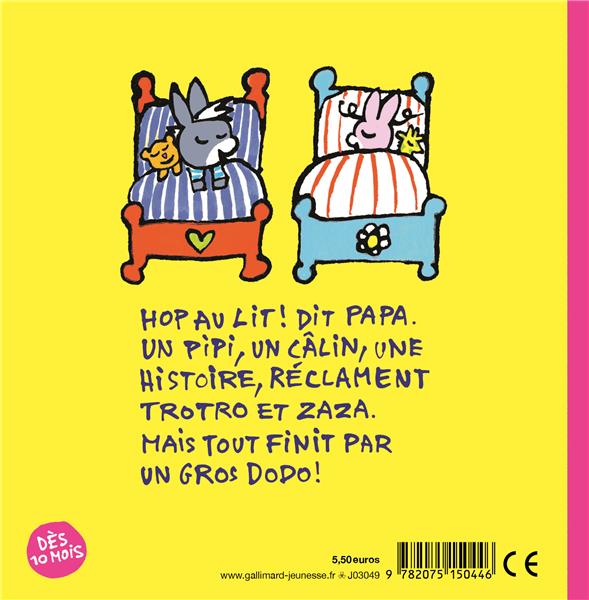 Quatrième de couverture de « Trotro et Zaza ne veulent pas dormir »