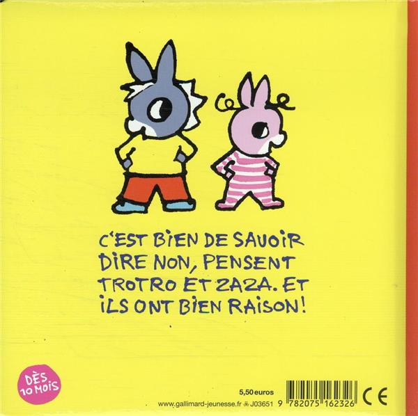 Quatrième de couverture de « Trotro et Zaza disent non ! »