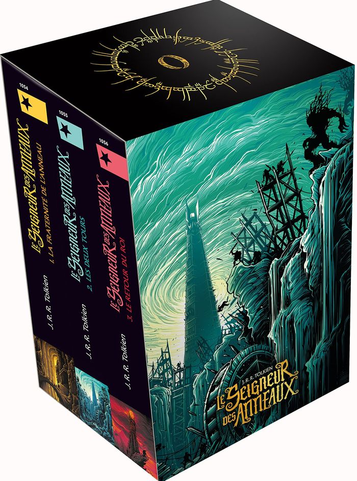 Couverture du livre « LE SEIGNEUR DES ANNEAUX 1, 2 ET 3 - COFFRET TROIS VOLUMES » de Tolkien J. R. R., librairie Les Contes Infusés à Corte