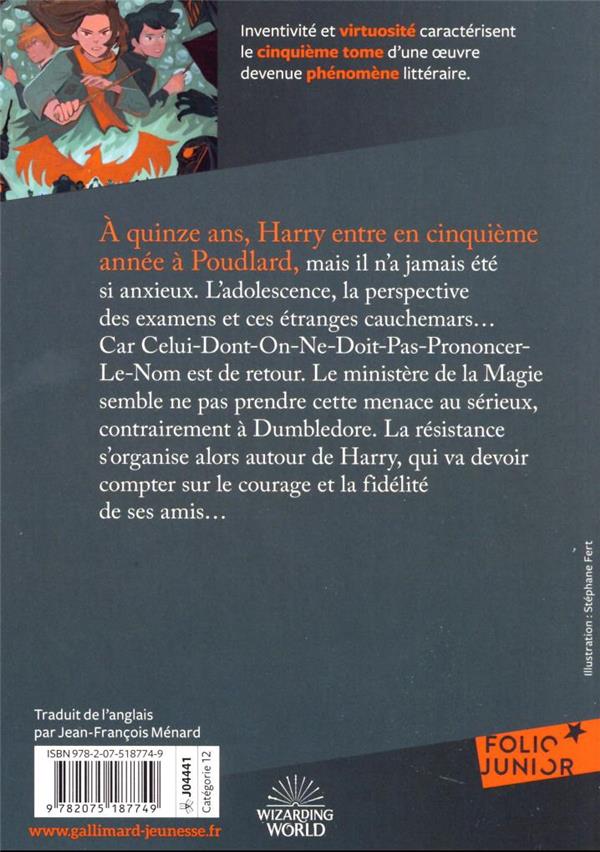 Quatrième de couverture de « HARRY POTTER - V - HARRY POTTER ET L'ORDRE DU PHENIX »