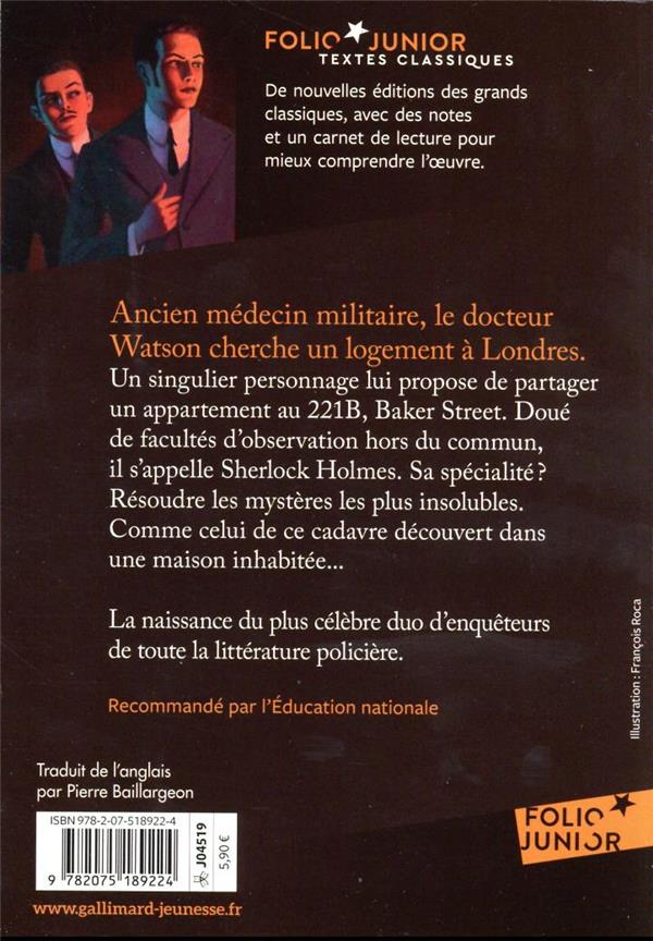 Quatrième de couverture de « UNE ETUDE EN ROUGE - LA PREMIERE ENQUETE DE SHERLOCK HOLMES »