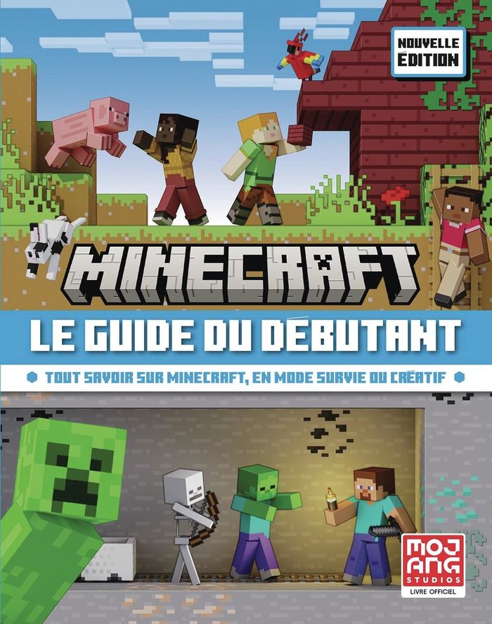 Couverture du livre « Minecraft, guide du débutant : tout savoir sur Minecraft, en mode survie ou créatif » de Mojang, librairie Les Contes Infusés à Corte