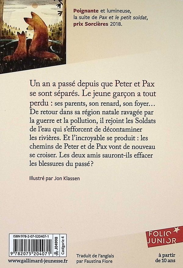 Quatrième de couverture de « PAX, LE CHEMIN DU RETOUR »