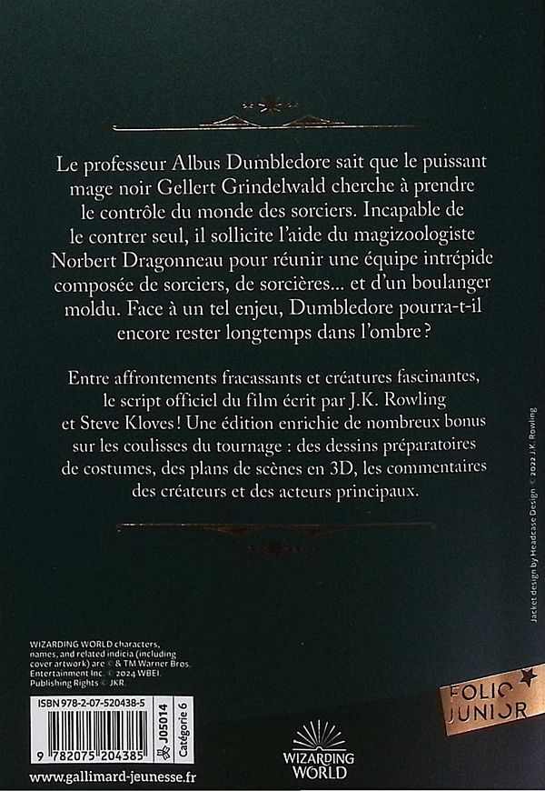 Quatrième de couverture de « "Les animaux fantastiques, les secrets de Dumbledore" : le texte du film »