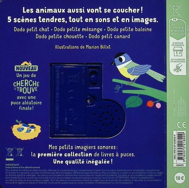 Quatrième de couverture de « CHUT... AU DODO - DES SONS A ECOUTER, DES IMAGES A REGARDER »