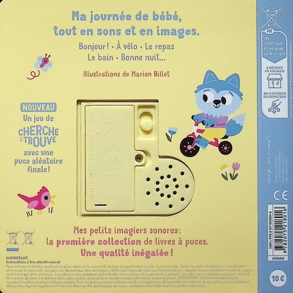 Quatrième de couverture de « MA JOURNEE DE BEBE - DES SONS A ECOUTER, DES IMAGES A REGARDER »