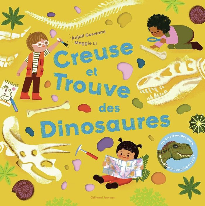 Couverture du livre « Creuse et trouve des dinosaures » de Anjali Goswami, librairie Les Contes Infusés à Corte