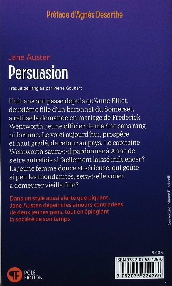 Quatrième de couverture de « Persuasion »