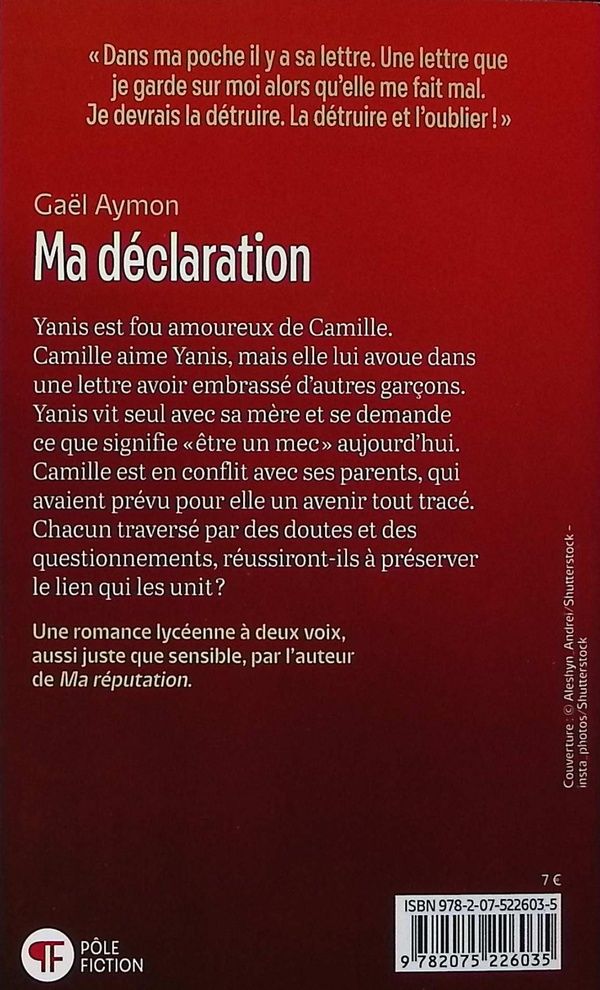Quatrième de couverture de « Ma déclaration »