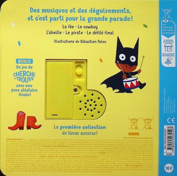 Quatrième de couverture de « Vive le carnaval ! : livre sonore avec un cherche & trouve »
