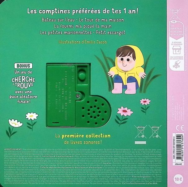 Quatrième de couverture de « LES COMPTINES DE MES 1 AN - DES SONS A ECOUTER, DES IMAGES A REGARDER »