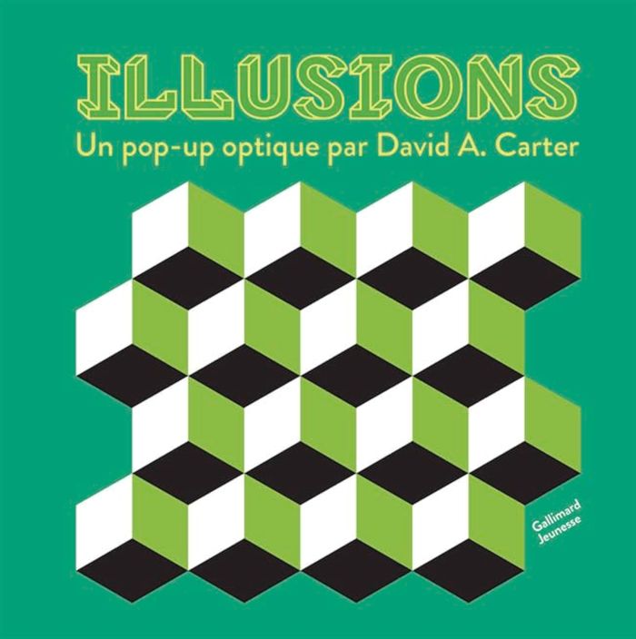Couverture du livre « ILLUSIONS - UN POP-UP OPTIQUE PAR DAVID A. CARTER » de Carter David A., librairie Les Contes Infusés à Corte