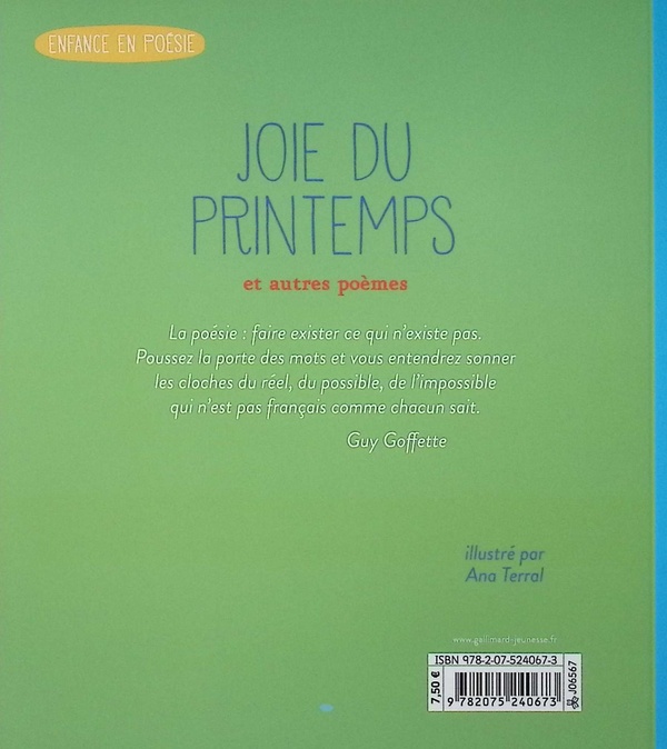 Quatrième de couverture de « Joie du printemps : et autres poèmes »