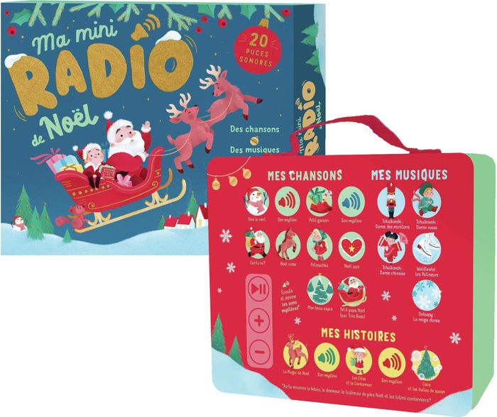 Couverture du livre « MA MINI-RADIO DE NOEL - DES CHANSONS - DES MUSIQUES - DES HISTOIRES - DES SONS-20 PUCES SONORES » de Marie Leghima, librairie Les Contes Infusés à Corte
