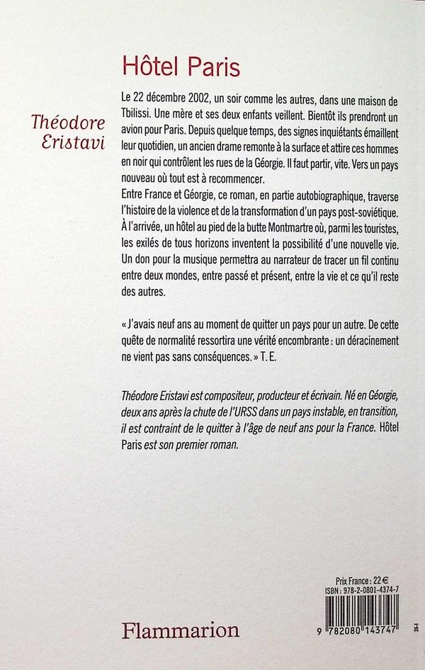 Quatrième de couverture de « Hôtel Paris : roman »