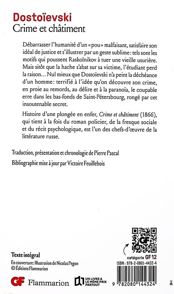 Quatrième de couverture de « Crime et châtiment »