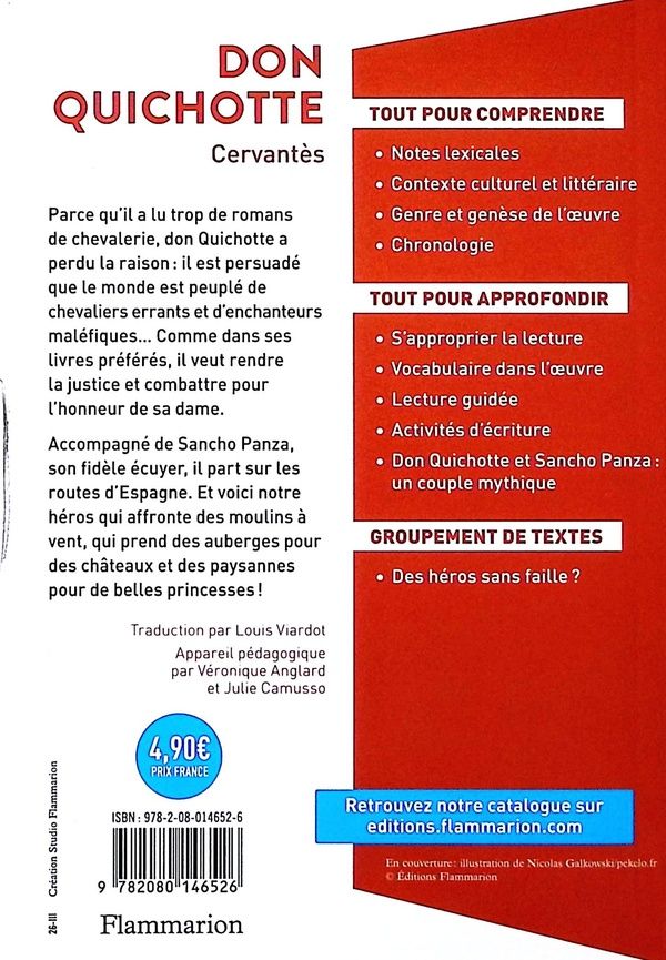 Quatrième de couverture de « Don Quichotte »