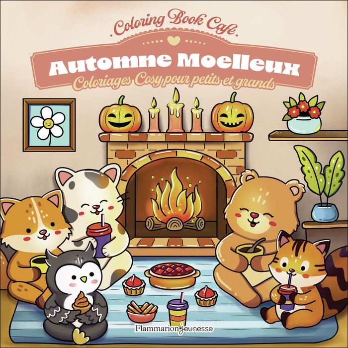 Couverture du livre « AUTOMNE MOELLEUX - COLORIAGES COSY POUR PETITS ET GRANDS », librairie Les Contes Infusés à Corte
