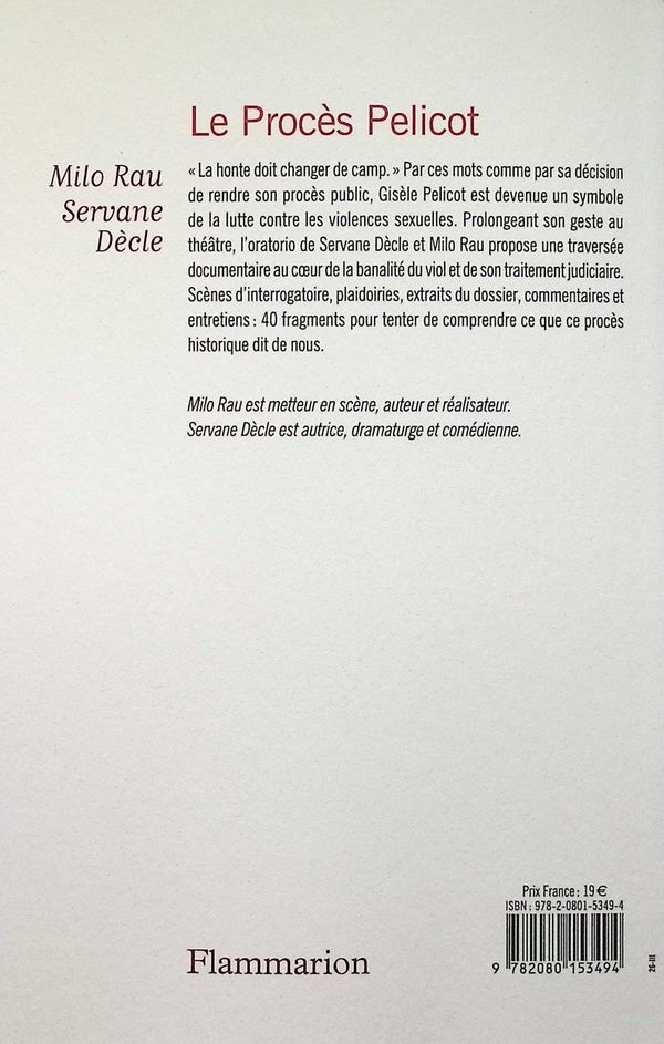Quatrième de couverture de « Le procès Pelicot : Oratorio en 40 fragments »