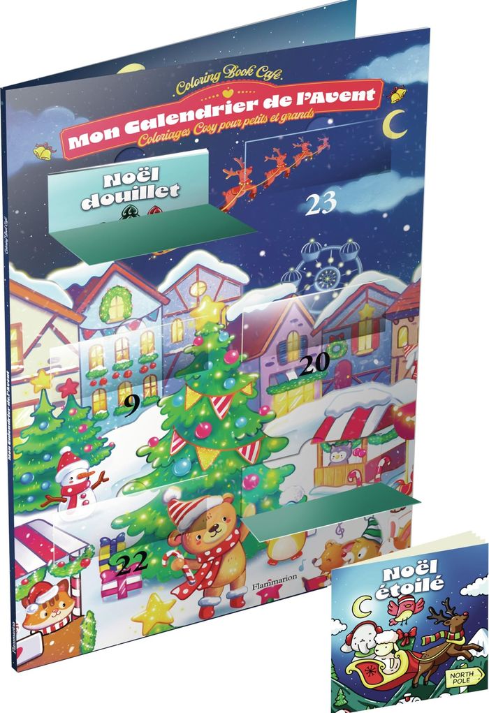 Couverture du livre « MON CALENDRIER DE L'AVENT - COLORIAGES COSY POUR PETITS ET GRANDS », librairie Les Contes Infusés à Corte