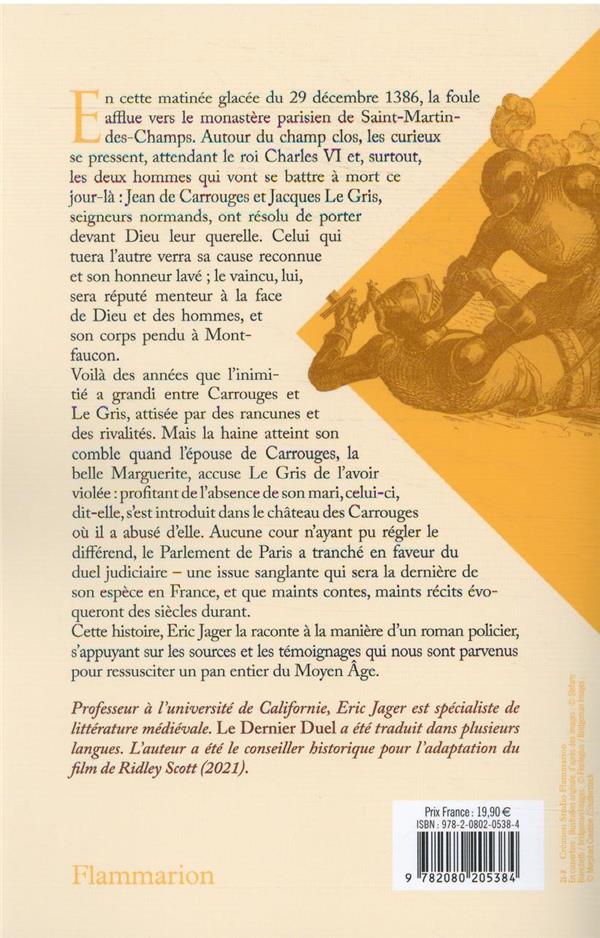 Quatrième de couverture de « LE DERNIER DUEL »