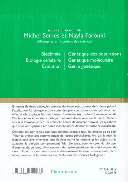 Quatrième de couverture de « LE PETIT TRESOR, DICTIONNAIRE DE LA BIOLOGIE »